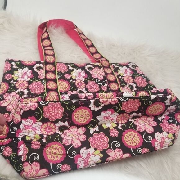 Quilted Tote Pink Floral Bag Boho - Picture 6 of 10